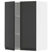 METOD wall cabinet with shelves/2 doors, white/Upplöv matt anthracite, 60x37x80 cm