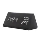 Digital Clock Wooden Electronic Led Time Display Temperature And Humidity SLK