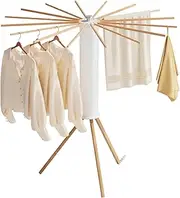 Delysia King Tripod Clothes Drying Rack,Portable and Foldable Laundry Hanging Rack Space Saving Collapsible Clothing Rack（Wooden）…