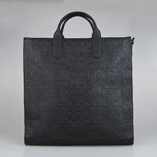 【COACH】GOTHAM經典LOGO壓印皮革手提斜背托特包(黑)