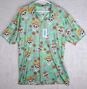 NEW Proud Ninety Mens XL Day Of The Dead Colorful Golf Performance Polo Shirt