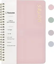TUNJEJINY Lined Spiral Journal Notebook, A5 College Ruled Journals for Women Men, 100 GSM College Ruled Notebooks for Writing Note Taking and Office School Supplies 6.1" x 8.47" 136 Pages (Pink)