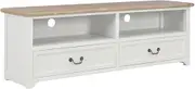 TV Stand for Living Room, Entertainment Center with Storage, Cabinet with Drawers, Shelf with Farmhouse Style, Wood Table, TV Stand with Legs
