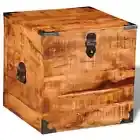 Handmade Rough Mango Timber Wooden Square Storage Chest Trunk Blanket Box vidaX