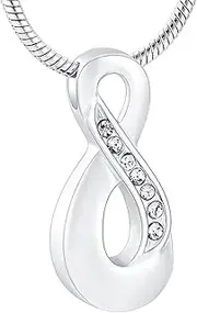 KETIME Inlay Crystal Memorial Urn Necklace for Ashes Keepsake Cremation Jewelry Stainless Steel