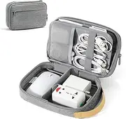 Veki Double Layer Portable Cable Bag, Waterproof Electronic Bag, Travel Cable Organiser Bag for Charging Cable, Hard Drives, Power Bank, Electronic Accessories, Cables, USB, SD Cards (Grey)
