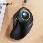 Wireless Bluetooth Trackball Mouse Rechargeable Ergonomic RGB Backlit Rollerball