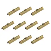 80Pcs Ribbon Crimp Clamp Ends 30mm Cord End Clasp for DIY Craft Bronze Tone
