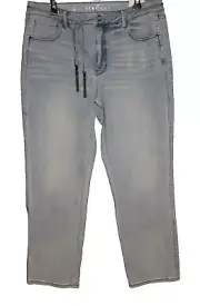 White House Black Market Straight Sculpt Jeans Size 14 High Rise Tie Belt NEW