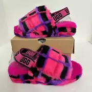 UGG Fluff Yeah Plaid Punk Slide Rock Roll Slippers Womens Size 8 NEW WITH BOX
