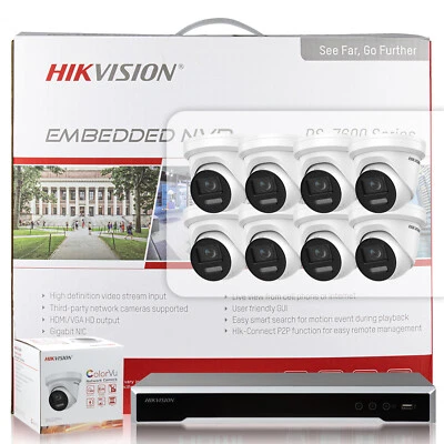Hikvision 4K 8CH 8MP ColorVu Smart Light IR IP Camera System Two Way Audio Lot