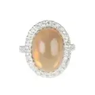 5.3 Ct. Natural Oval Shape Fire Opal & White Accent Solitaire Ring in 925 Silver
