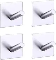 Lianjia Adhesive Towel Hooks for Hanging, Steel,Waterproof Wall Hooks with Strong Adhesive Tapes,Hooks for Bathroom, Bedroom, Kitchen 4 Pack