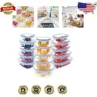 Multi-Shape Glass Meal Prep Containers - 30-Piece Microwave & Dishwasher Safe