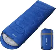 Lightweight Waterproof 3-4 Season Sleeping Bag with Compression Sack - Navy Blue