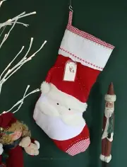 POTTERY BARN QUILTED SANTA STOCKING -NWT- WONDERFUL WHIMSY FOR YOUR HO-HO-HOME