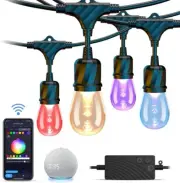 Smart Outdoor String Lights for Patio, 98Ft RGBW String Lights Outdoor 30 Bulbs
