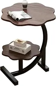 TOMVAES Living Room Side Table C-Shape Small Side Table Flower Shape Decorative Table Modern Living Room Bedroom Side Table for Coffee Book Snacks,Brown