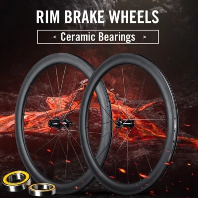 Carbon BicycleWheelset 700c V-Brake BikeWheel Clincher Tubeless Ceramic Bearings