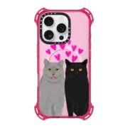 iPhone 16 Pro Bounce Case MagSafe Compatible Two cats, cute grey cat and black cat iphone 6 case, iphone case, clear case, cat clear case, cat heart, cats love, cute cats