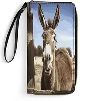 [BFGWK] Large Wallet Novelty Funny Donkey Printing Long Wallet With Zipper Leather Wallet Suitable For Both Men And Women, style, 19.7x10.5cm, Style, 19.7x10.5cm, 现代