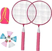 PartyKindom 1 Set Durable Badminton Racket Set with Rackets Shuttlecocks Backpack Lightweight Portable Game for Enhances Coordination Athletic Skills