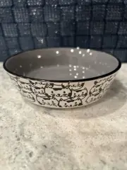Spectrum Designz Ceramic Cat Dish Black White Gray 4.9” Micro/Dishwasher Safe