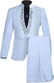 [JEShifangjiusu] Men's 2-Piece Suit Clothing, Tuxedo, Coat, Shoulder Shawl, Long Sleeve Dinner Costume, Suit with Cap Pants, white, 3XL