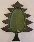 New Pier 1 Christmas Tree Wood Wicker Basket, Serving Tray, Snack Platter Decor