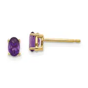 14k Yellow Gold 5x3mm Oval Amethyst Earrings