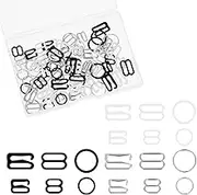 AHQiZFX 90PCS Bra Strap Hooks, Metal Bathing Suit Clips Clasp, Adjustment Slider, Bra Strap Rings for Sewing Bikini Halter Swimsuit Tops and Lingerie, 3 Styles, 2 Sizes (Black, White, Silver)