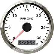 SKMWLMRAJ 85mm Tachometer Gauge 3000/4000/8000/12000RPM with LED Digital Hourmeter Adjustable Car Boat 12V/24V Red Or Yellow Backlight Automobile Tachometer(3K-WS)