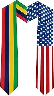 [Ruchikaj] 2025 Mauritius Flag and USA Flag Graduation Stole Graduation Sash for International Student (Baccalaureate Gown and Hat Not Included), Mauritius and Usa