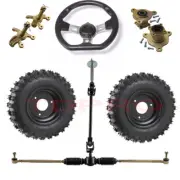 4.10-6 Tyre Wheels Rim Front Steering Shaft Rack Spindle Kit for Go Kart / Buggy