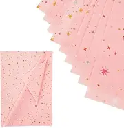 100 Sheets Star Tissue Paper, 19.69x13.78in Gift Wrapping Tissue with Colorful Star Pattern Decorative Pink Tissue Paper Sheets for Birthday Wedding Christmas Holiday DIY Craft