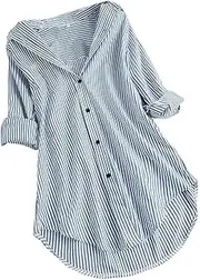 [Generic] Women's Summer Casual Long Shirt Casual for Leggings Shirt Blouse Tops 3/4 Sleeve V-Neck Tunic Plus Size 3/4 Sleeve Tops for Women