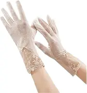 [LEIXIUSM] Gloves Women's Summer Riding Ice Silk Touch Screen Gloves Lace Loop Elastic Flowers