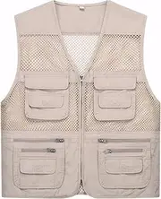 [WSLCN] Men's Utility Vest Fishing Safari Vest Summer Mesh Work Vest with Pockets