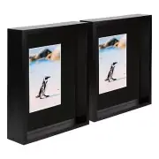 2x Black 8" x 10" 3D Deep Box Photo Frames Black 4" x 6" Mount Shadow Picture