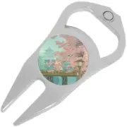 Japanese Cherry Blossoms Golf Ball Marker Divot Repair Tool Bottle Opener