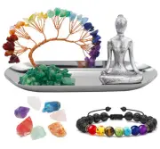 Meditation Accessories, Zen Spiritual Decor, 7 Chakra Crystal Tree Healing St...