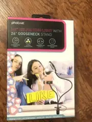 New Photive 3.5” Selfie Ring Light With 26” Gooseneck Stand Universal Fit
