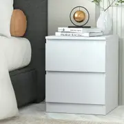 2 Drawers Artiss Bedside Table Nightstand - PEPE White
