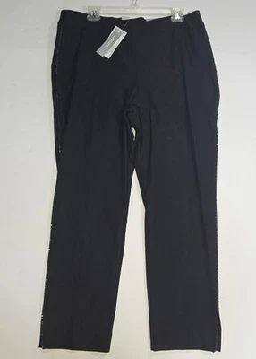 Chico's Pants Women's Sz 2.5 Black 14 Regular Side Stripe Sequins NWT