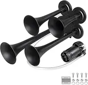BANHAO Truck Air Horn 180DB 4 Trumpet Horns Train Horn for Truck 12V Super Loud Air Horns with Compressor Suitable for Pickup/Motorhome/SUV/Truck/Train (No Wiring Harness and Button Switch)