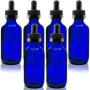 6 -1oz Cobalt Blue Glass Bottles with Glass Eye Dropper Pack of 6+1 FREE Pipette