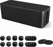 Cable Management Box - Wooden Style Large Cord Organizer Box to Hide Wires & Power Strips | Desk Computer Cable Organizer Box | Safe ABS Material |16" (L) x 6.2" (W) 5.3" (H)|for Home & Office