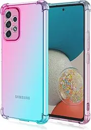 Gradient Clear Cute Phone Case for Samsung A53 5G, Slim Anti Scratch Shockproof Protective Cover for Samsung A53 5G, Fasion Multiple Options Phone Case for Women Girl-Pink Green