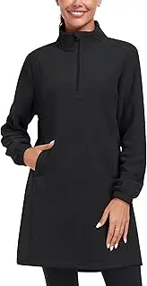 [MoFiz] Women's Fleece Dress Quarter Zip Winter Warm Golf Dress Jackets with Pockets