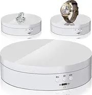 Rotating Display Stand Motorized - Electric Turntable Display 5.4inch / 13.72cm with 3 Modes, 360 Degree Automatic Turntable for Photography Products, Jewelry, Cake, Market Shows - White